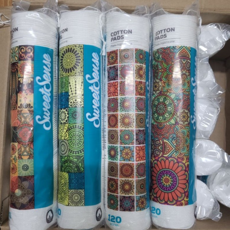 Bông Tẩy Trang Sweet Sense - 120 Miếng Hàng Ba Lan 100% Cotton Mềm Mịn Cho Da Mặt, Không Xước Da, Kích Ứng