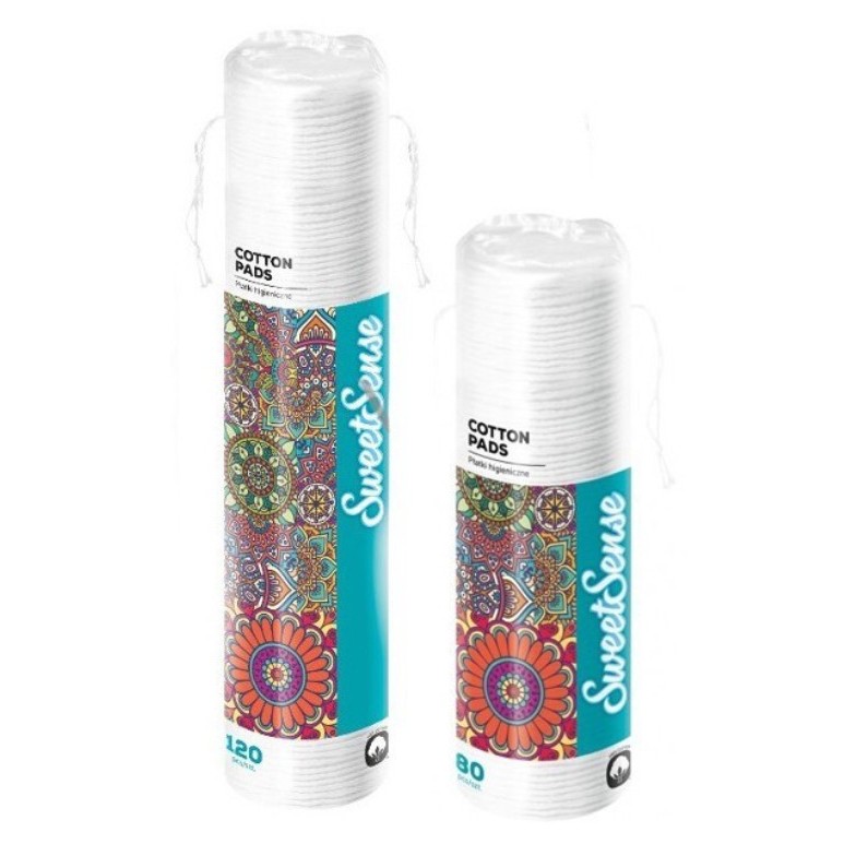 Bông Tẩy Trang Sweet Sense - 120 Miếng Hàng Ba Lan 100% Cotton Mềm Mịn Cho Da Mặt, Không Xước Da, Kích Ứng