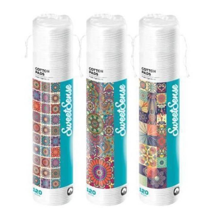 Bông Tẩy Trang Sweet Sense - 120 Miếng Hàng Ba Lan 100% Cotton Mềm Mịn Cho Da Mặt, Không Xước Da, Kích Ứng