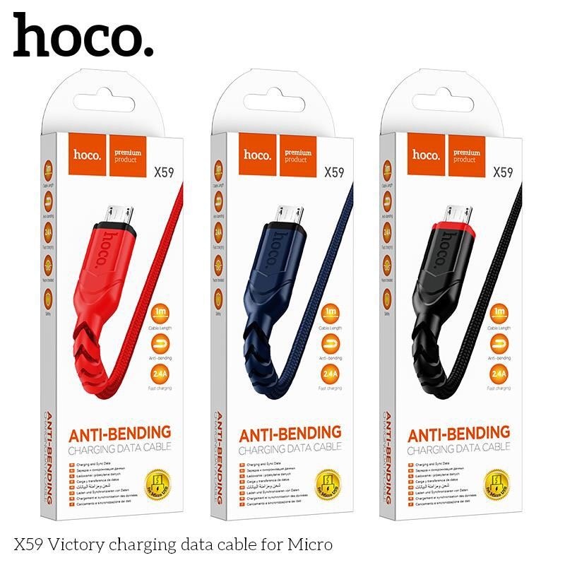 Dây sạc chính hãng hoco X59 siêu bền dây dù chống đứt chống rối hỗ trợ sạc nhanh dài 1m  BH12T- Techhigh Mall