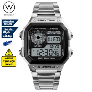 [HCM] Đồng hồ Nam SKMEI 1335 điện tử dây thép chạy 2 múi giờ - Tặng Pin và Tháo dây