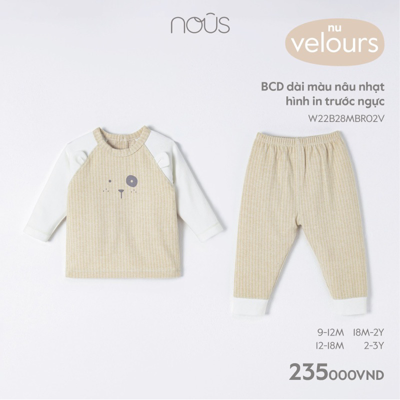 Bộ dài tay Nous chất nỉ đẹp cho bé từ 8-13 kg