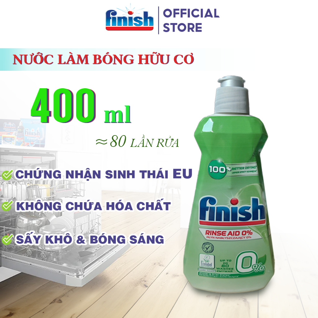 Gel Rửa Chén Finish All In 1 Max Eco 0% Không Mùi Không Hóa Chất Nhập Khẩu Châu Âu Chính Hãng Chai 900ml