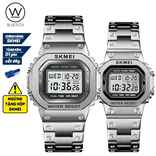 [HCM] Đồng hồ Nam Nữ SKMEI 1456 (SKMEI 1433) điện tử 2 múi giờ Màu Trắng - Tặng Pin và Tháo dây