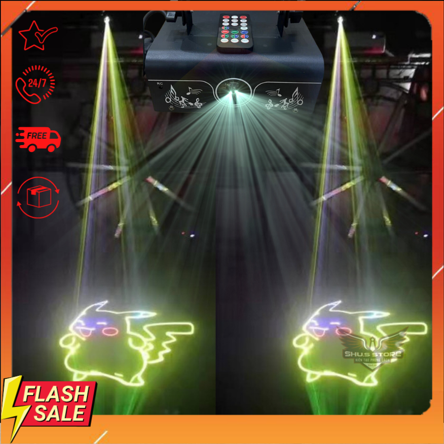 Đèn laser bay phòng chuyên nghiệp 3D cực ảo cho vũ trường, bar, karaoke, hơn 100 hiệu ứng vịt, cá voi, cáo, hình khối...
