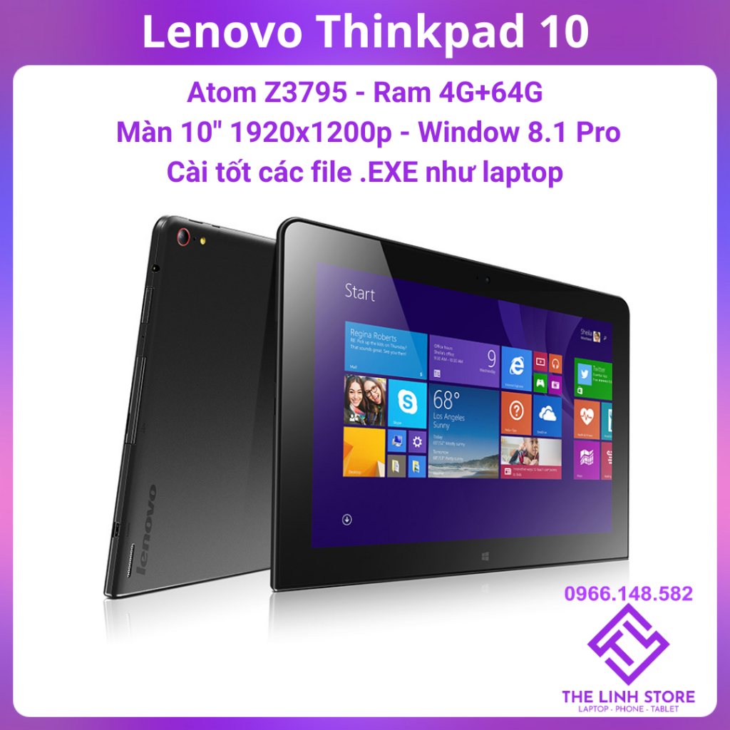 Máy tính bảng Lenovo Thinkpad 10 - Atom Z3795 Ram 4G 64G Window 8.1 Pro