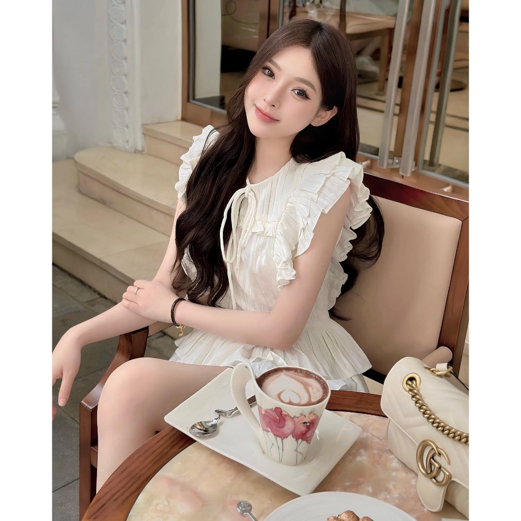 Set Áo Peplum Bèo Cánh Tiên Quần Đùi Mã T39