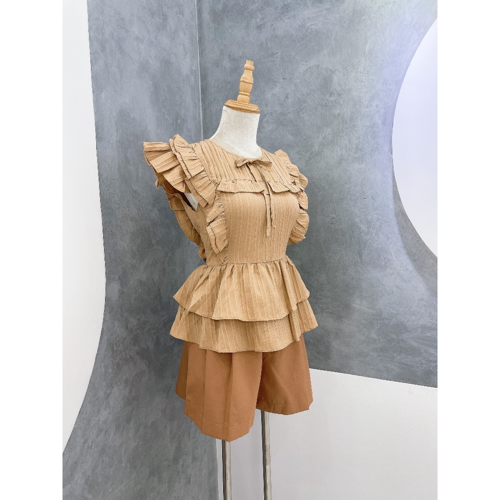 Set Áo Peplum Bèo Cánh Tiên Quần Đùi Mã T39