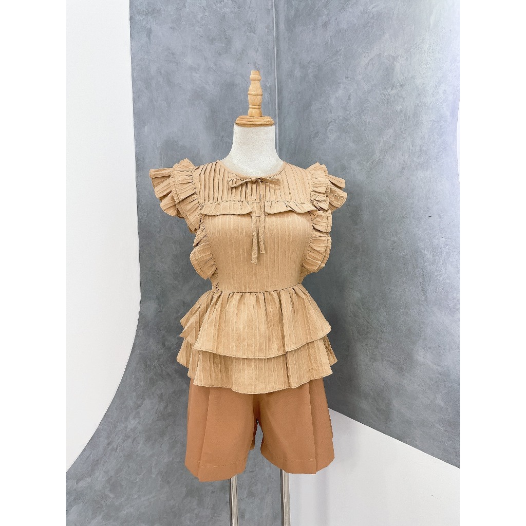 Set Áo Peplum Bèo Cánh Tiên Quần Đùi Mã T39