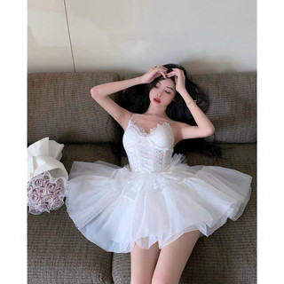 ĐẦM MIDI TRẮNG REN HOA ĐUÔI CÁ