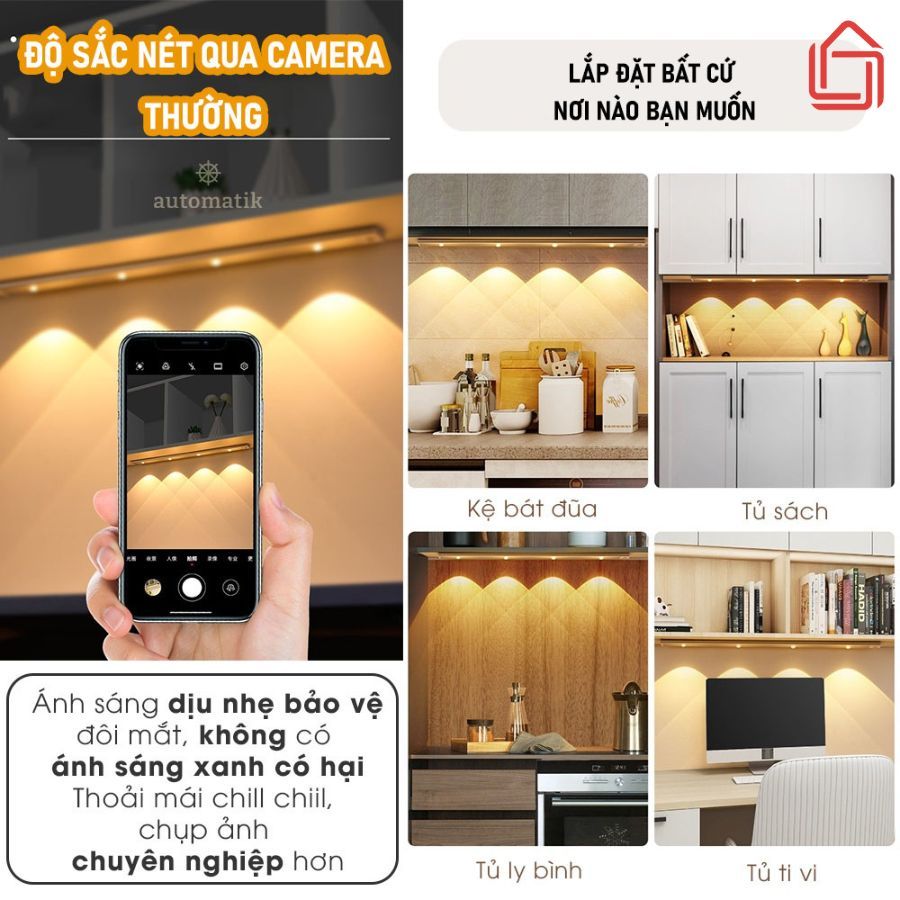 Đèn LED trang trí điều chỉnh độ sáng, đèn cảm ứng nhà bếp, tủ quần áo siêu sáng tự động - nhamoivn