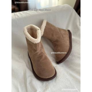 𝐁𝐥𝐚𝐮𝐞𝐁𝐥𝐮𝐦𝐞🦋(Sẵn) Boot da lộn cổ viền bông thu đông