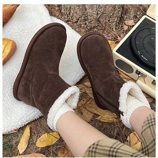 𝐁𝐥𝐚𝐮𝐞𝐁𝐥𝐮𝐦𝐞🦋(Sẵn) Boot da lộn cổ viền bông thu đông