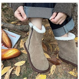 𝐁𝐥𝐚𝐮𝐞𝐁𝐥𝐮𝐦𝐞🦋(Sẵn) Boot da lộn cổ viền bông thu đông