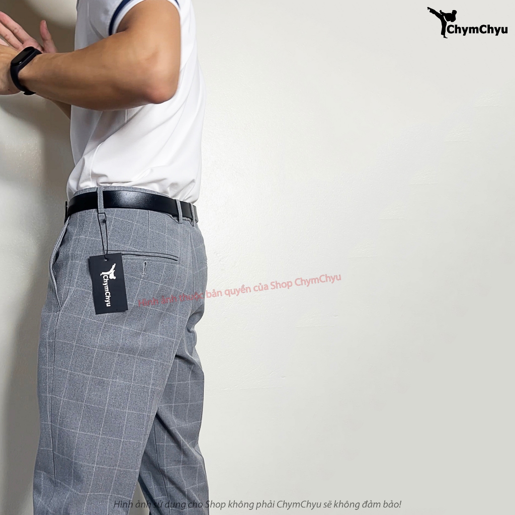 Quần Tây Nam ChymChyu Màu Ghi Xám Kẻ Caro Cao Cấp