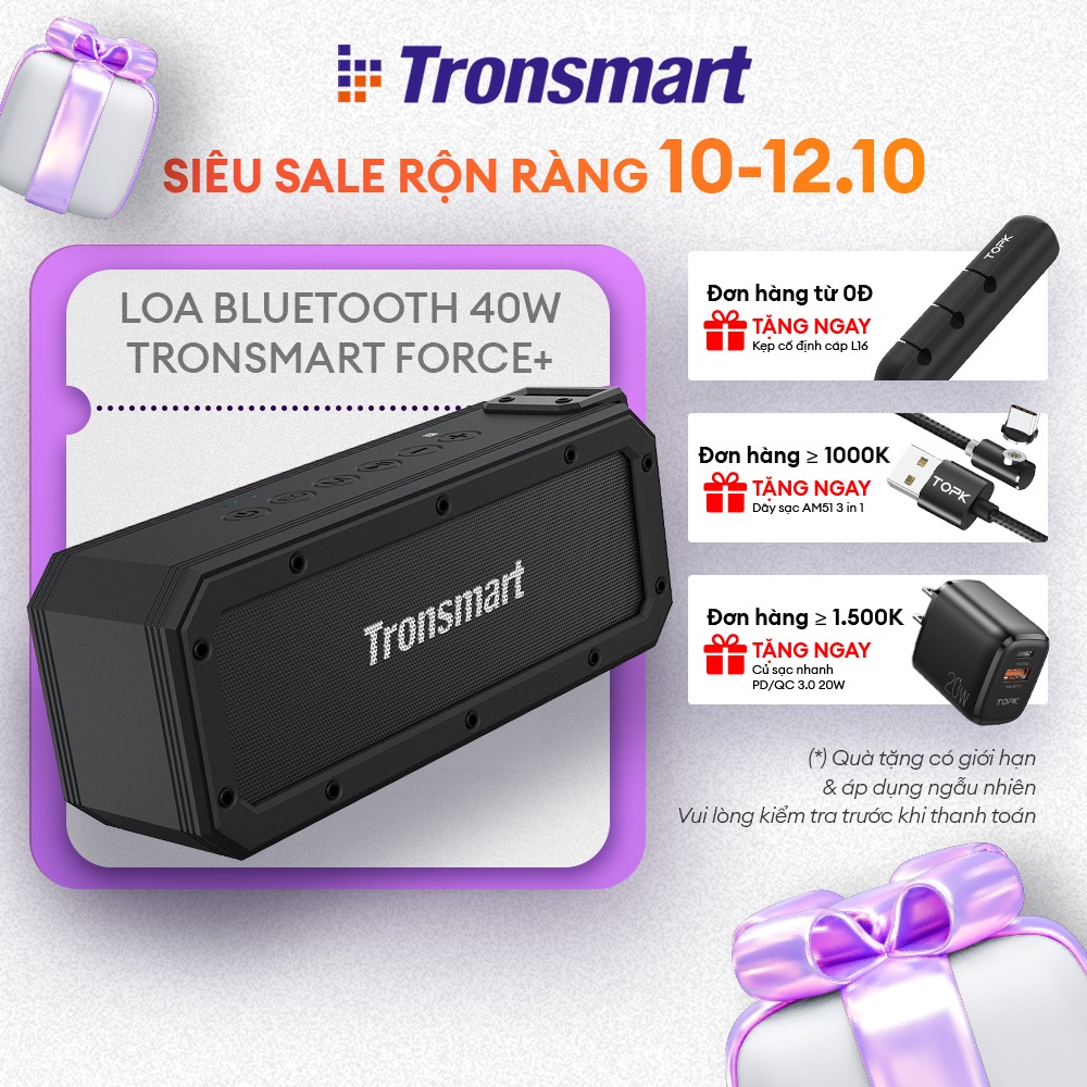 Loa Bluetooth Tronsmart Element Force+ | Công suất 40W | Chống nước IPX7 | Bảo hành 12 tháng.