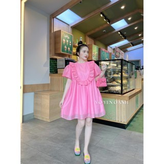 Đầm babydoll viền bèo voan tơ Ulzzang siêu xịn cực dễ thương, Váy babydoll bèo tay phồng chất tơ 2 lớp xoè dáng ngắn
