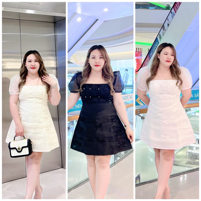 Đầm hoa 3D nơ nhí 55-90kg QUỲNH NHƯ BIGSIZE