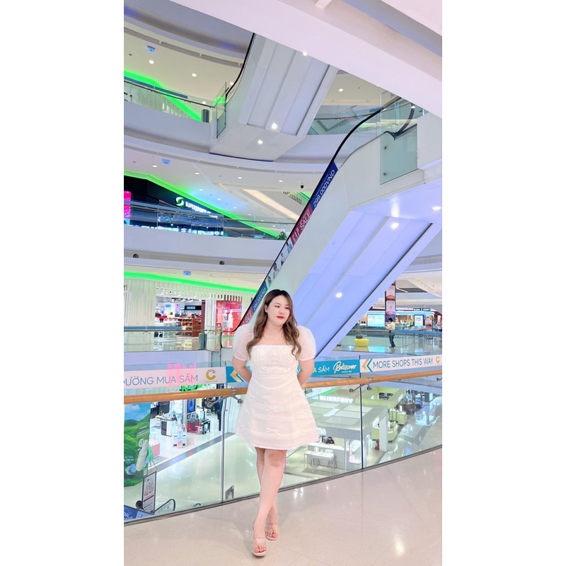 Đầm hoa 3D nơ nhí 55-90kg QUỲNH NHƯ BIGSIZE