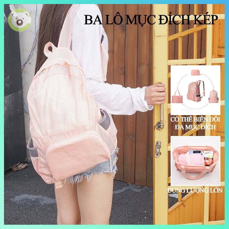 Ba lô có thể gập lại đa năng 2 trong 1 Ba lô ngoài trời nhẹ và bền Ba lô chống thấm nước Túi đi bộ đường dài di động