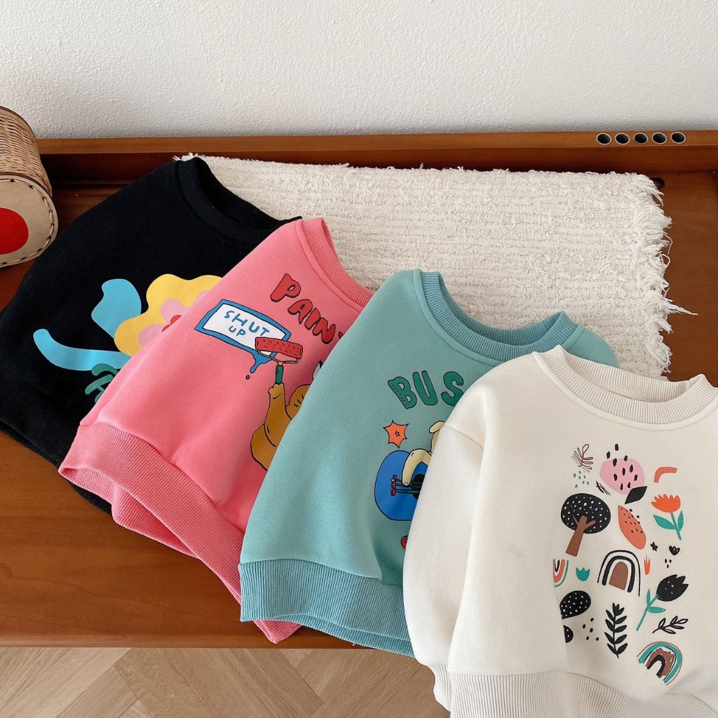 Áo nỉ thu đông trẻ em cao cấp họa tiết dễ thương