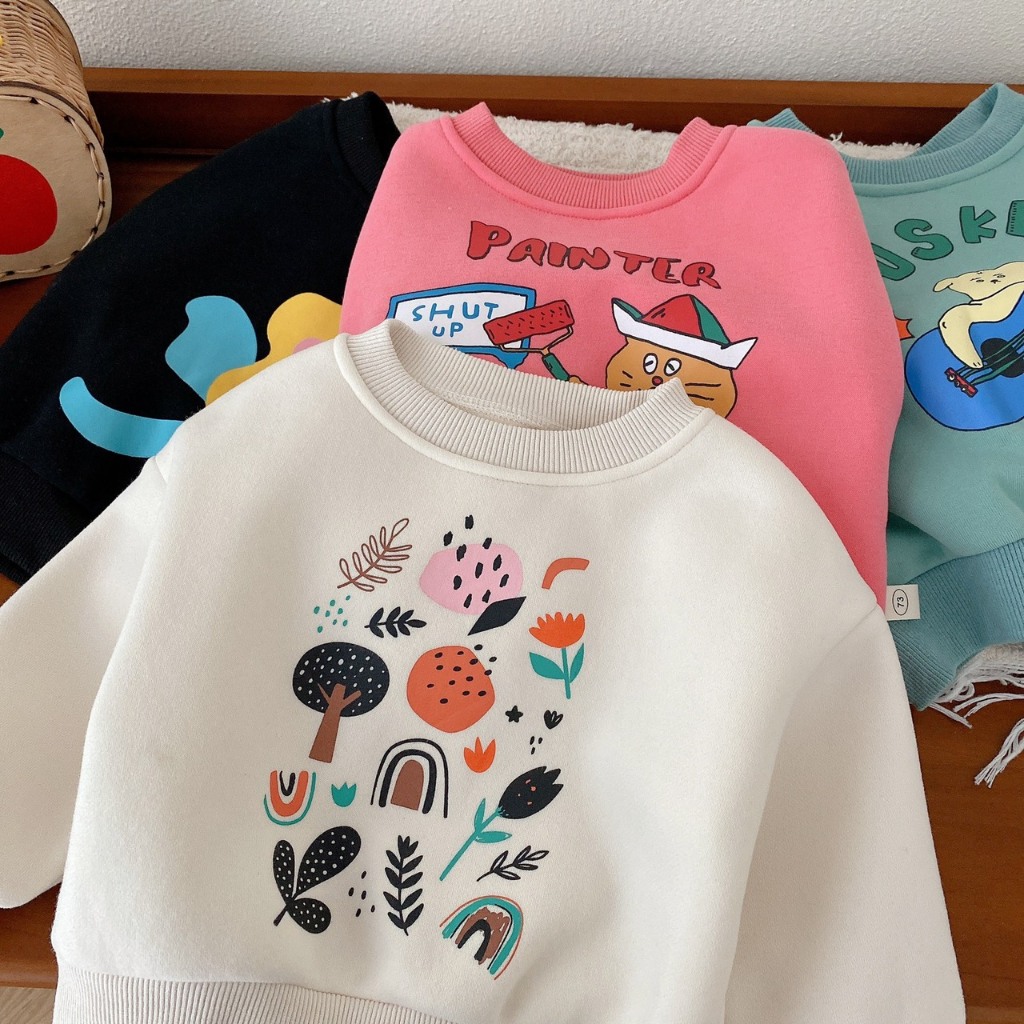 Áo nỉ thu đông trẻ em cao cấp họa tiết dễ thương