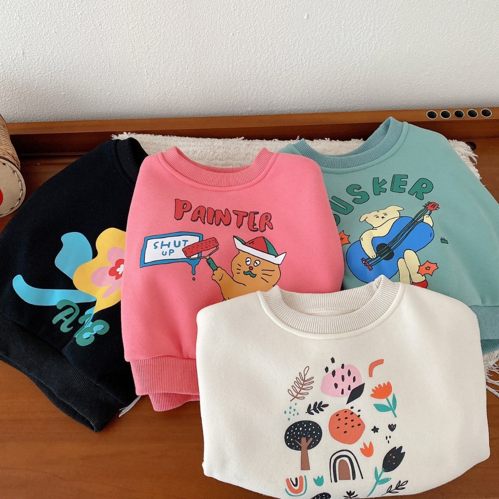 Áo nỉ thu đông trẻ em cao cấp họa tiết dễ thương