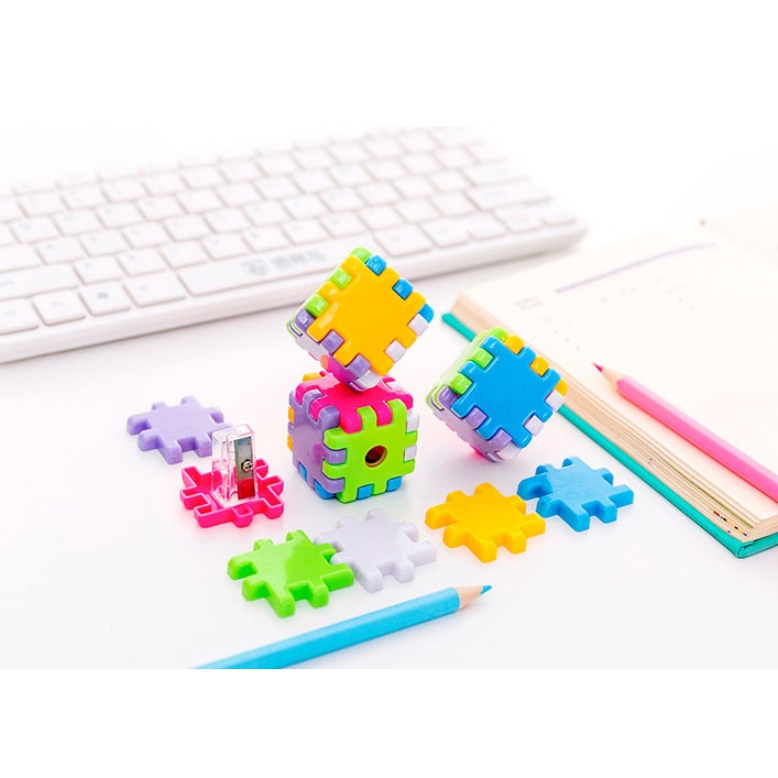 Gọt bút chì hình khối Rubik hoạt hình đơn giản và sáng tạo dành cho học sinh, gọt bút chì thủ công cho trẻ em