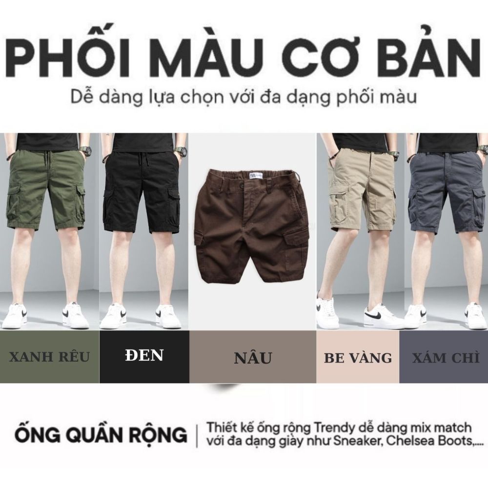 Quần short nam kaki túi hộp GOZIN chất vải kaki cotton co giãn mềm mịn thoáng mát phom rộng