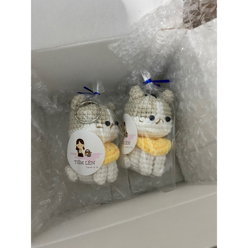 Móc khoá len mèo con bằng len