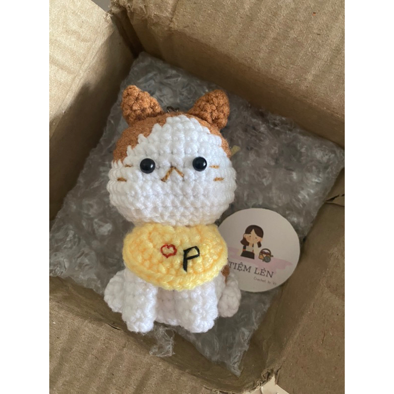 Móc khoá len mèo con bằng len