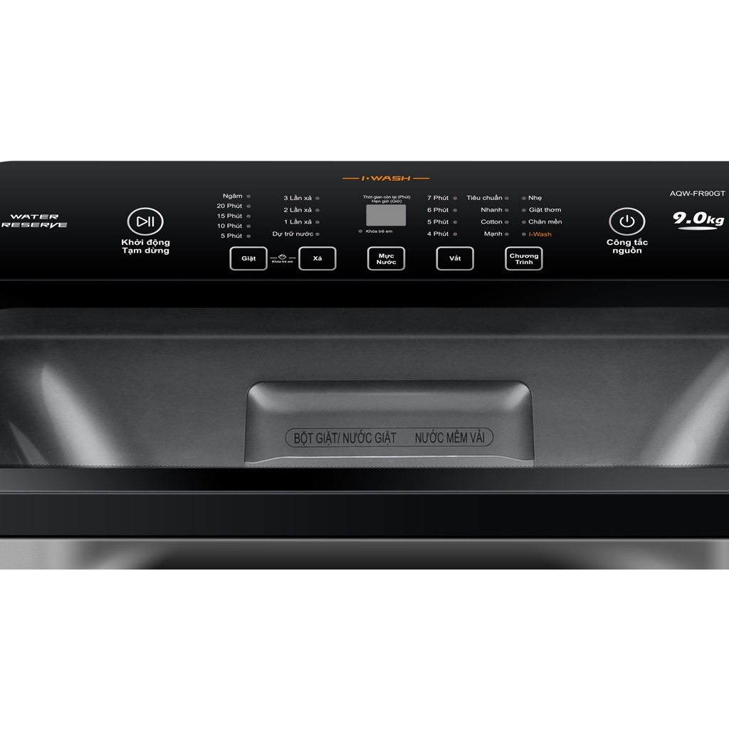 Máy giặt lồng đứng Aqua 9kg AQW-FR90GT.S - Màu bạc  - Chính hãng, Mới 100%, nguyên Seal, nguyên đai, nguyên kiện