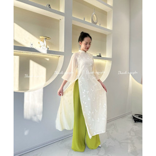  Áo dài an vy áo dài cách tân suông tơ thêu 4 tà 