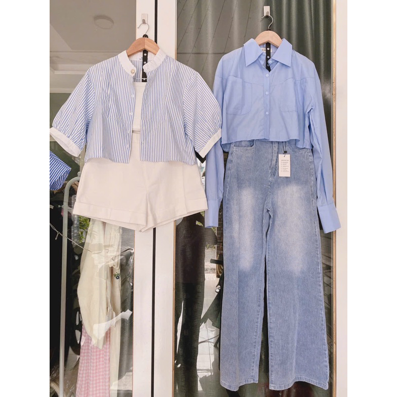 Quần Jean suông gân 2 màu hot