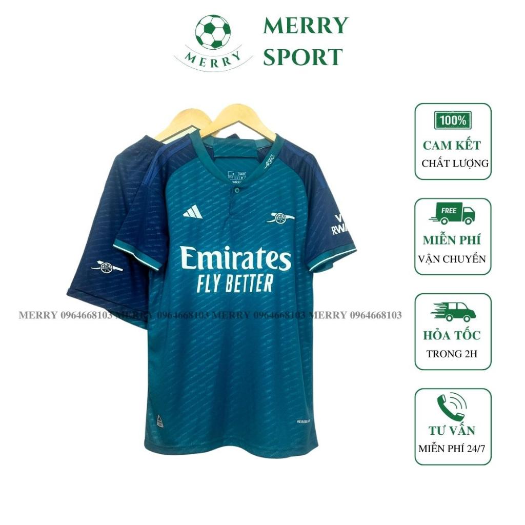 Bộ Quần Áo Bóng Đá Câu Lạc Bộ Arsenal Sân Khách Xanh Mùa Giải 2023/2024 MERRY SPORT Vải Thái Cao Cấp phom 50-90kg