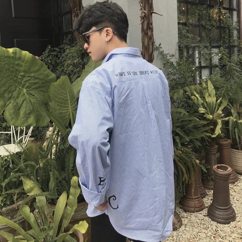 Áo sơmi Xanh tuyệt phẩm 2023 Thêu hoa văn Chữ TRIGGER Cực Đẹp