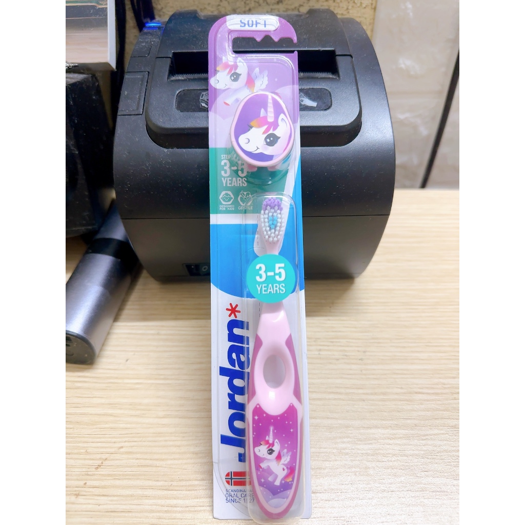 Bàn chải đánh răng Jordan cho bé 3-5 Tuổi màu Tím kỳ lân Ula điệu đà