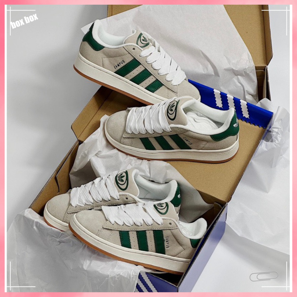 Giày Thể Thao Nam Nữ Campus Basic,Giày Nữ Campus Đi Học Giày Phối Da Lộn Màu Xám Xanh Full box Hàng Siêu Cấp