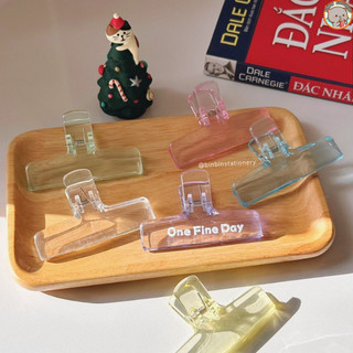 Kẹp giấy acrylic trong suốt bản lớn, 6 tông màu, kẹp giấy chắc chắn KG04
