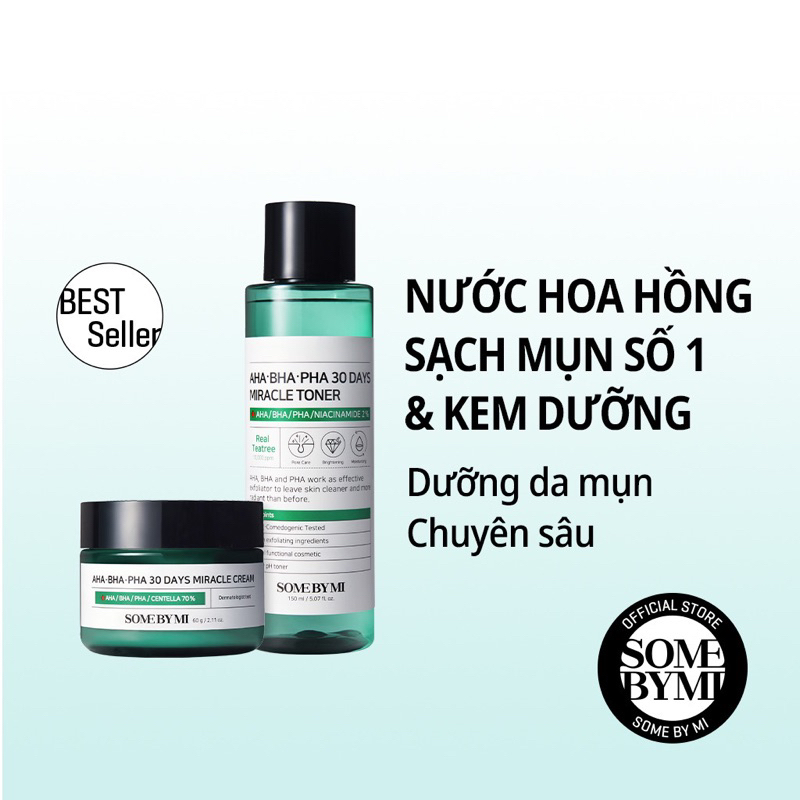 Combo Toner + Kem Dưỡng Some By Mi AHA-BHA-PHA 30 Days Miracle