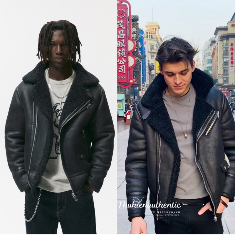 Áo khoác nam da nứt lông cừu hai mặt mã code: 3848/300 ZARA chính hãng (kèm ảnh thật)