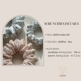 Scrunchies LACIBEL lụa hoa nhí, cột tóc vải handmade