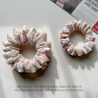 Scrunchies LACIBEL lụa hoa nhí, cột tóc vải handmade