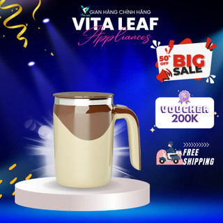 Cốc tự khuấy Vita Leaf - Cốc pha cà phê tự khuấy giữ nhiệt, inox 304 và nhựa an toàn hàng chính hãng