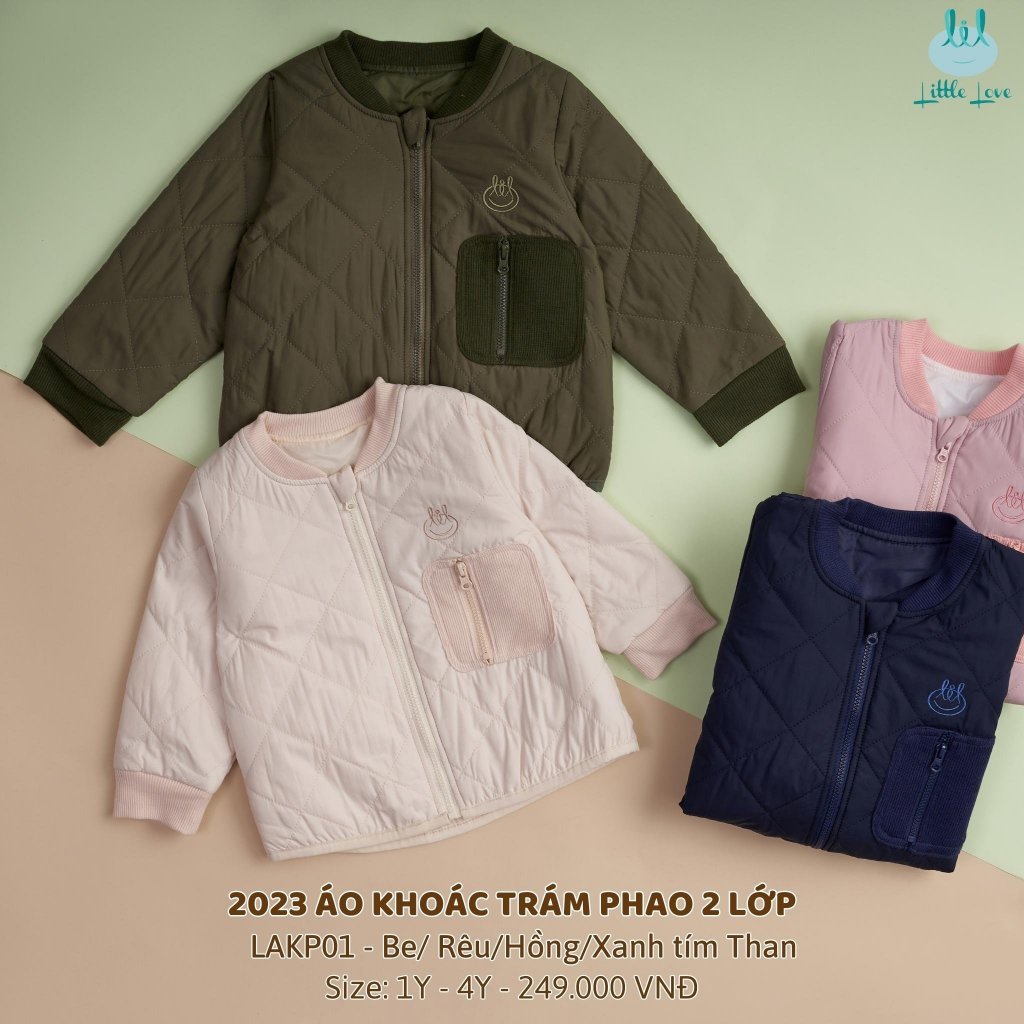 Áo khoác trám phao 2 lớp cho bé 1-4 tuổi