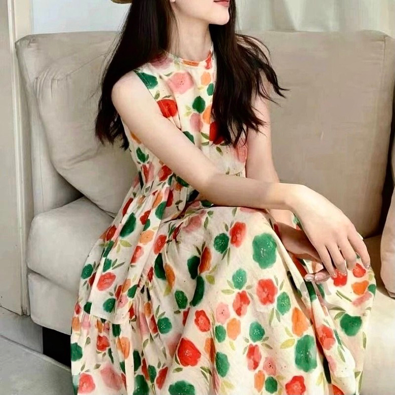Đầm Midi Dáng Dài Tiểu Thư Form Rộng, Phong Cách Nhật