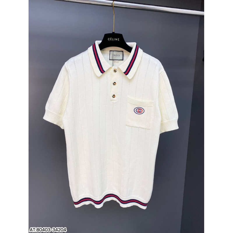 Áo cổ POLO vải dệt logo G.G thêu bản SUPPER hàng QC cao cấp