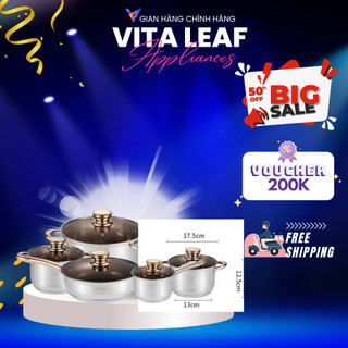 Bộ nồi bếp từ Vita Leaf nhập khẩu Đức cao cấp 3 món chống dính bắt nhiệt siêu nhanh thiết kế bền bì với thời gian