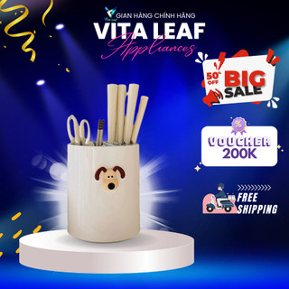 Hộp đựng đũa VitaLeaf xoay 360 độ có khay hứng nước thông minh chất liệu nhựa PP cao cấp hàng chính hãng