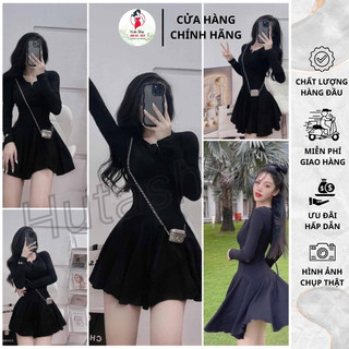 Đầm xòe dài HUTA công chúa thiết kế liền thân tay phồng cao cấp FreeSize